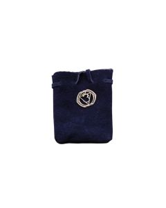 SUEDE POUCH-BLUE WITH CHAKRA SYMBOL 3.25X2.75"