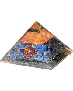 ORGONITE PYRAMID LAPIS INSIDE WITH COPPER SPIRAL & PYRAMID