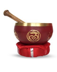 Brass Singing Bowl with stick & Cusion  10 cm Base Chakra