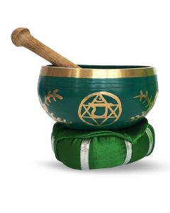 Brass Singing Bowl with stick & Cusion 12 cm Heart Chakra