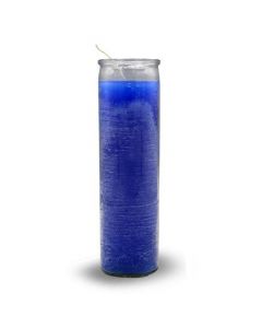 Blue wax 8" clear glass 7 day candle