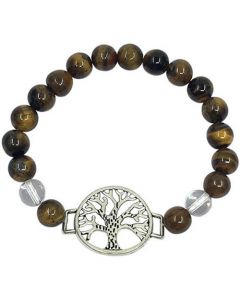 Bracelet Tiger Eye & Quartz with Tree of Life