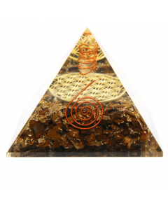 Tijgeroog Levensbloem Met Lading Kristallen Piramide