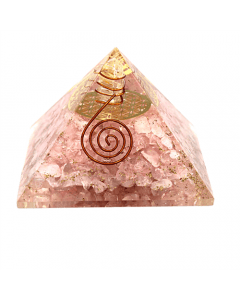 Orgonite pyramide, Rose quartz, reiki symbol and spiral