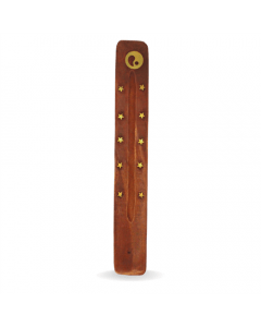 Wood Incense Storage Box and Burner With Brass OM Symbol Inlays