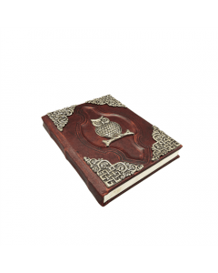 Leather Journal metal Owl 15 x 10 cm