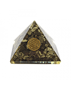 Orgonite Pyramid - Pyrite, Flower Of Life 7cm