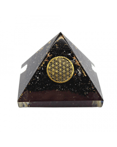 Pirámide de Orgonita Turmalina Negra, Flor de la Vida 40 mm