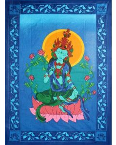 COTTON TAPESTRY GREEN TARA W/COLOR SHEET ONLY