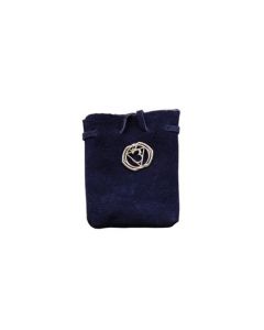SUEDE POUCH-BLUE WITH CHAKRA SYMBOL 3.25X2.75"