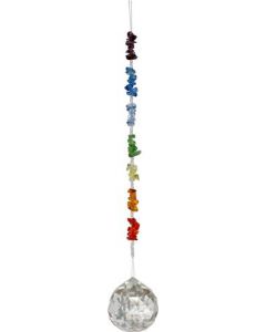 HANGING CRYSTAL-CHAKRA GLASS CHIPS (CLEAR BALL)