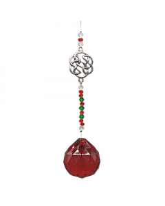 HANGING CRYSTAL CUT GLASS BEAD CELTIC RED