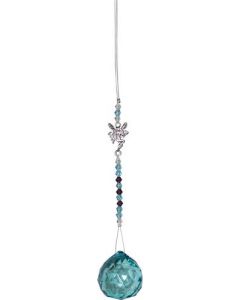 HANGING CRYSTAL CUT GLASS BEAD FAIRY TURQUOISE