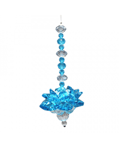 Glass Hanging Crystal 7 Chakra Beads Lotus Flower Light Blue