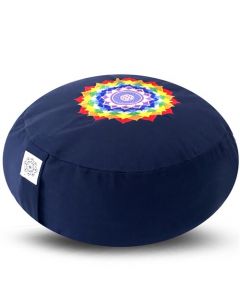 Meditation Cushion Round Chakra Lotus Navy Buckwheat filled