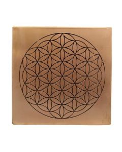 Square Copper Etching Plate Flower of Life 15cm