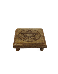 Mini Altar Table Carved Pentagram