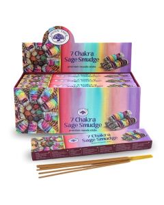 7 chakra sage smudge box containing the premium masala sticks