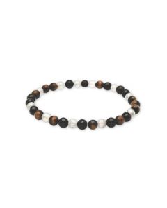 Pulsera de Labradorita, Turmalina Negra y Ojo de Tigre 4 mm