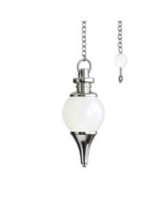 Witte Maansteen bol Pendel 4cm