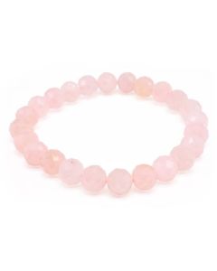 Rose Quartz Faceted Beads Bracelet 8mm - Madagascar