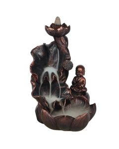 Quemador de Incienso de Reflujo Buda Efecto Bronce