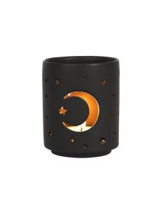 Quemador de Aceite de Ceramica Negro Luna Mistica
