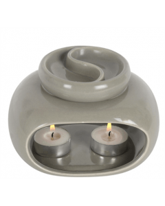 Quemador de Aceite Doble Ceramica Gris