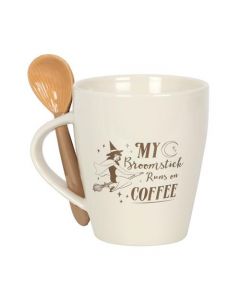 My Broomstick Runs On Coffee Mug And Spoon