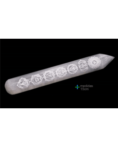 Selenite Massager with 7 Chakra Tip 15cm