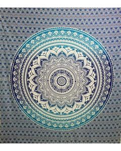 Cotton Tapestry Double 90"x 90" LOTUS MANDALA (blue )