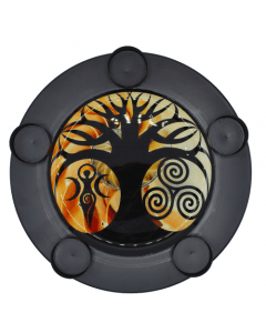 TeaLight Holder & Charger Plate Tree of Life & Spiral 24.5cm