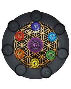 Metal T-Light Holder & Charger Plate 7 Chakras