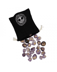 Amethist Rune Viking met fluwelen zakje 25 st
