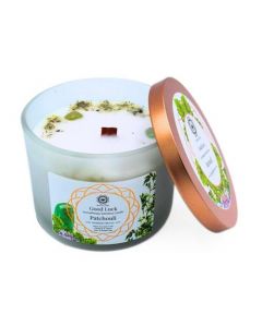 Green Tree Vela de Piedra Preciosa Buena Suerte Pachuli 256g