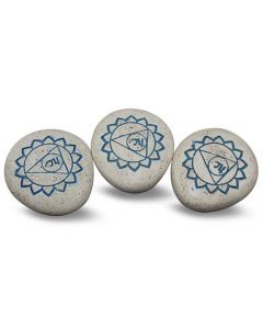 Pebble - Engraved River Stone 5th Chakra light blue