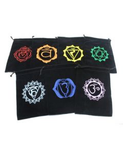 Velvet Drawstring Bag 5x7" - 7 Chakra Symbol in 7 Colors