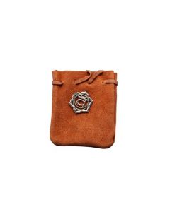 Estuche de gamuza naranja con símbolo de chakra 3.25x2.75"