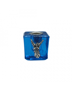 GLASS CUBE MINI CANDLE HOLDER- TURQUOISE-METATRON