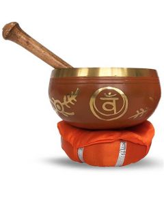 Cuenco tibetano Chakra Sacro con palillo y cojín 12cm
