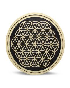 Wood Crystal Grid Tray Flower of Life Reverse 15 cm Set of 2