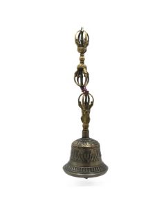 Tibetan Bell and Dorje Set Large - Antique Bronze finish 8"